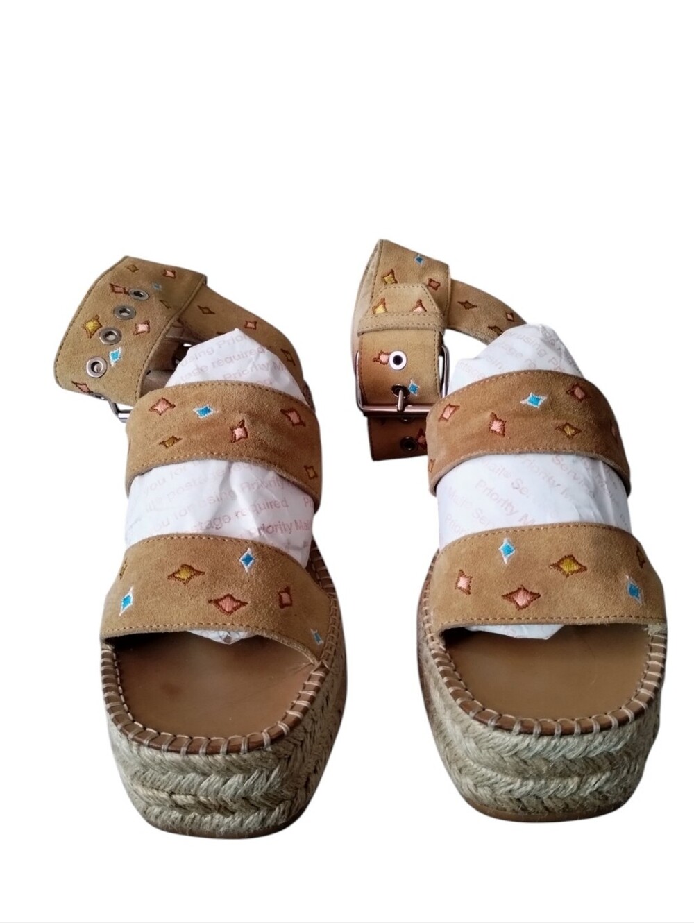 Rag & Bone Tara Tan Suede Platform Espadrille Sandals‎ Women's 9 Boho